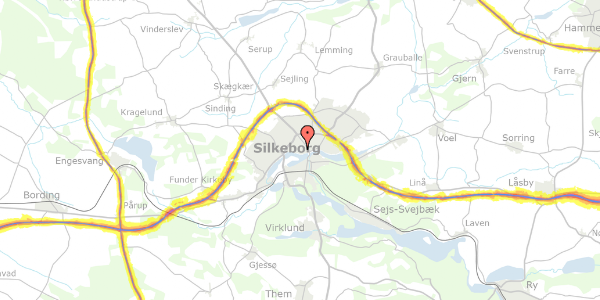 Trafikstøjkort på Jyllandsgade 24, 8600 Silkeborg