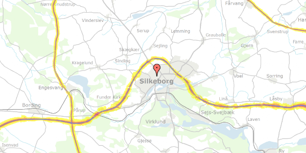 Trafikstøjkort på Kaj Munks Vej 8, 8600 Silkeborg