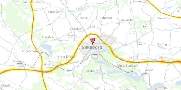 Trafikstøjkort på Kaj Munks Vej 18, 8600 Silkeborg