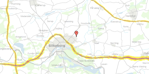 Trafikstøjkort på Kalmarvej 4, 8600 Silkeborg