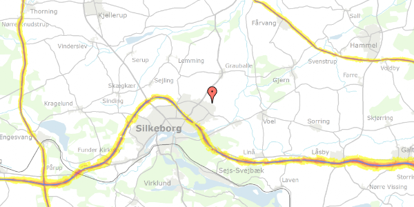 Trafikstøjkort på Kalmarvej 5, 8600 Silkeborg