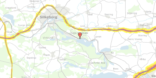 Trafikstøjkort på Kalsholtvej 12, 8600 Silkeborg