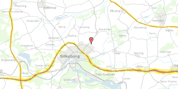 Trafikstøjkort på Karlskronavej 56, 8600 Silkeborg