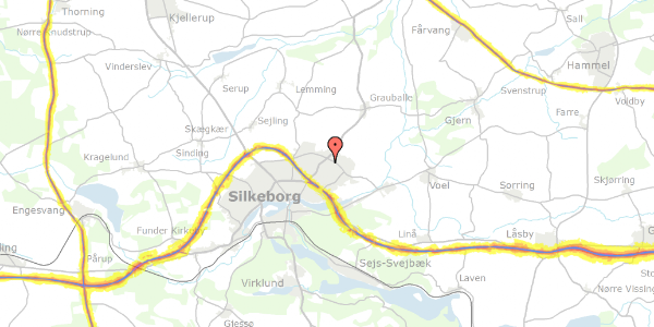 Trafikstøjkort på Kirsebærvej 20, 8600 Silkeborg