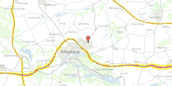 Trafikstøjkort på Kirsebærvej 34, 8600 Silkeborg