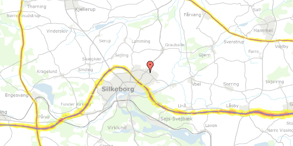 Trafikstøjkort på Kirsebærvej 51, 8600 Silkeborg