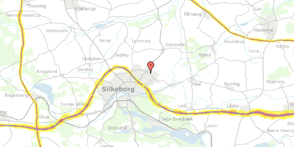 Trafikstøjkort på Kirsebærvej 59, 8600 Silkeborg