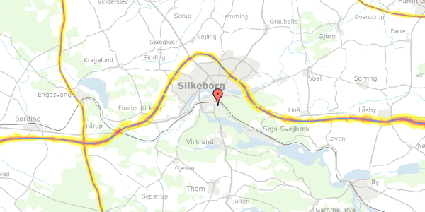 Trafikstøjkort på Klüwersgade 31, 8600 Silkeborg