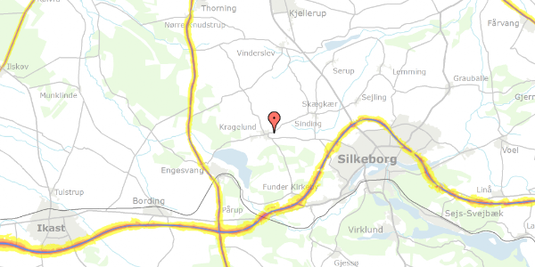 Trafikstøjkort på Kragelundtoften 5, 8600 Silkeborg