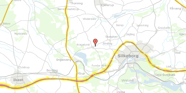 Trafikstøjkort på Kragelundtoften 59, 8600 Silkeborg