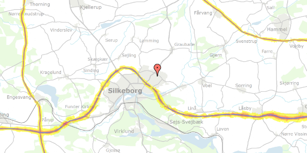 Trafikstøjkort på Kvædevej 17, 8600 Silkeborg