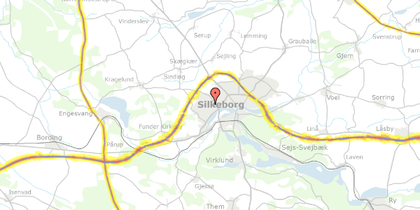 Trafikstøjkort på Ladelundsvej 1, 8600 Silkeborg