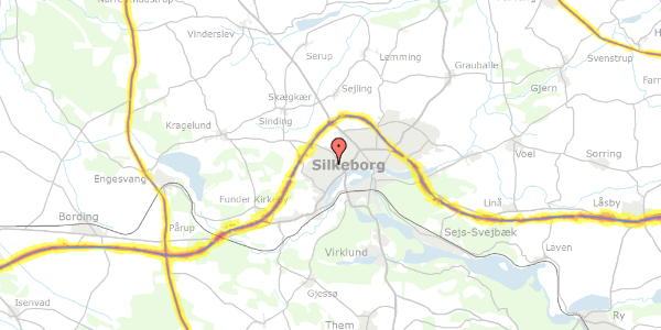 Trafikstøjkort på Ladelundsvej 4, 8600 Silkeborg