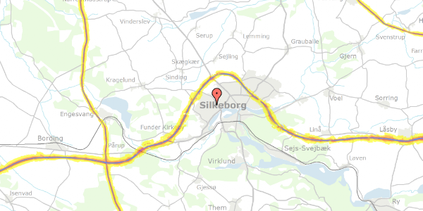 Trafikstøjkort på Ladelundsvej 5, 8600 Silkeborg