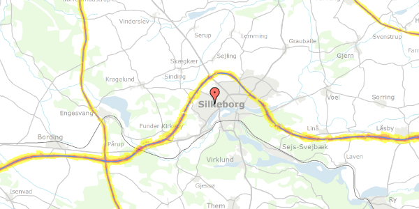 Trafikstøjkort på Ladelundsvej 9, 8600 Silkeborg