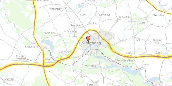 Trafikstøjkort på Ladelundsvej 15, 8600 Silkeborg