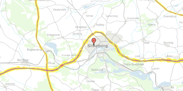 Trafikstøjkort på Ladelundsvej 25, 8600 Silkeborg