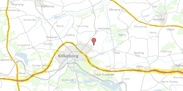 Trafikstøjkort på Landskronavej 2, 8600 Silkeborg