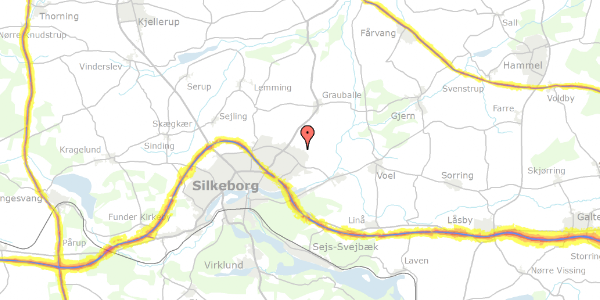 Trafikstøjkort på Landskronavej 25, 8600 Silkeborg