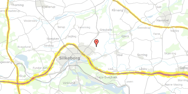 Trafikstøjkort på Landskronavej 48, 8600 Silkeborg