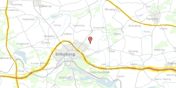 Trafikstøjkort på Landskronavej 80, 8600 Silkeborg