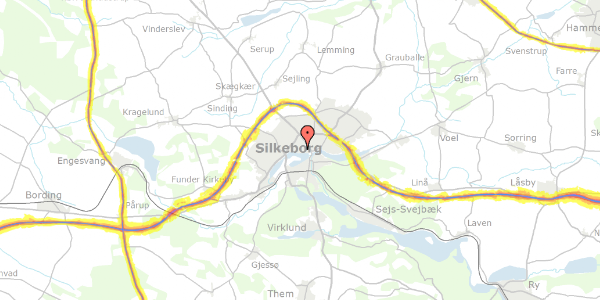 Trafikstøjkort på Langelinie 3, 1. c, 8600 Silkeborg