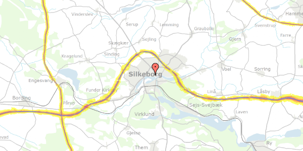 Trafikstøjkort på Langelinie 12, 2. tv, 8600 Silkeborg