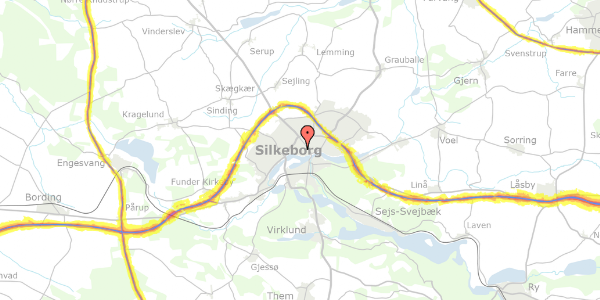 Trafikstøjkort på Langelinie 30, st. th, 8600 Silkeborg