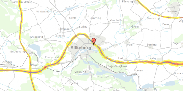 Trafikstøjkort på Lindeparken 1, st. 1413, 8600 Silkeborg