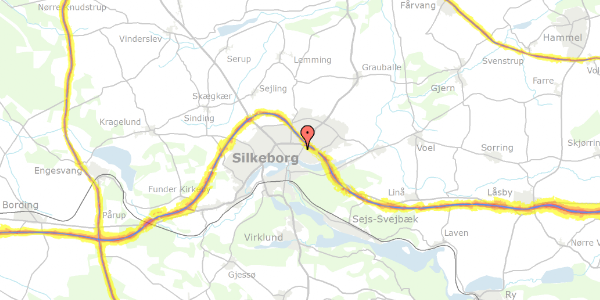 Trafikstøjkort på Lindeparken 6, 1. mf, 8600 Silkeborg