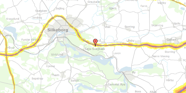 Trafikstøjkort på Purhusvej 4, 1. , 8600 Silkeborg