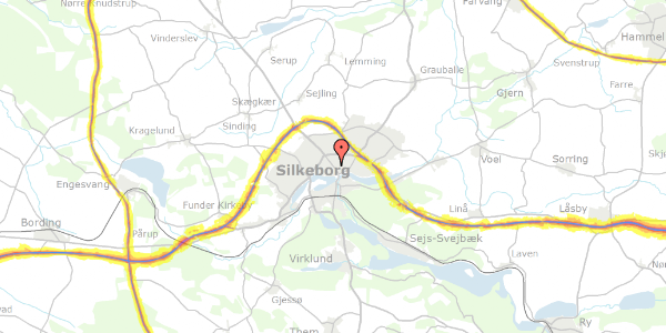 Trafikstøjkort på Lundsgade 3, 1. 3, 8600 Silkeborg