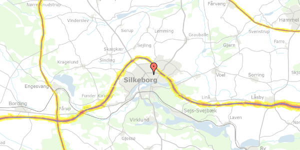 Trafikstøjkort på Lupinvej 64, st. tv, 8600 Silkeborg