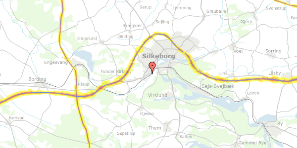 Trafikstøjkort på Lysbrogade 5, 8600 Silkeborg