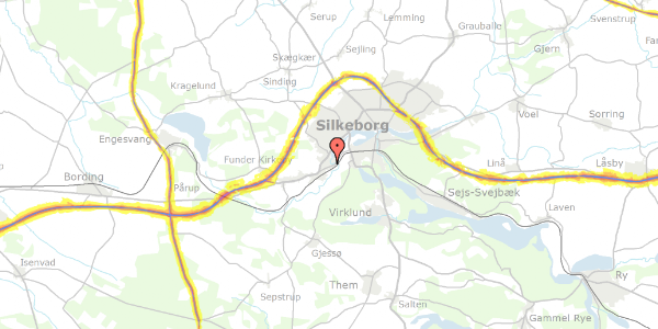 Trafikstøjkort på Lysbrogade 15, 8600 Silkeborg