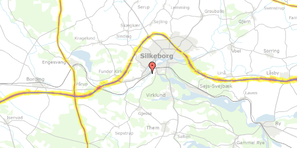 Trafikstøjkort på Lysbroparken 1, st. th, 8600 Silkeborg