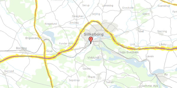 Trafikstøjkort på Lysåvej 25, 8600 Silkeborg