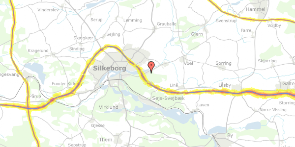 Trafikstøjkort på Løvfaldsvej 27, 8600 Silkeborg