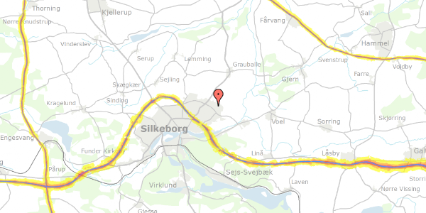 Trafikstøjkort på Malmøvej 25, 8600 Silkeborg