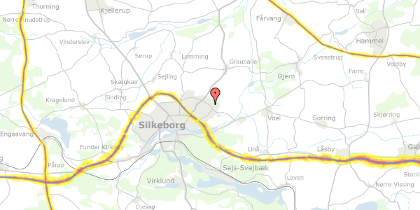 Trafikstøjkort på Malmøvej 68, 8600 Silkeborg