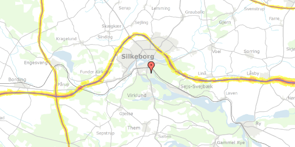 Trafikstøjkort på Marienlundsvej 11, 8600 Silkeborg