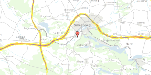 Trafikstøjkort på Minkvej 1, 8600 Silkeborg