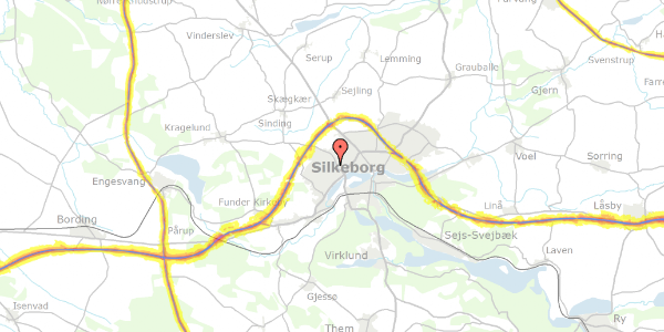 Trafikstøjkort på Mysundevej 18, 8600 Silkeborg