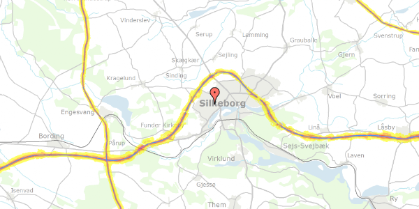 Trafikstøjkort på Nordborgvej 3, 8600 Silkeborg