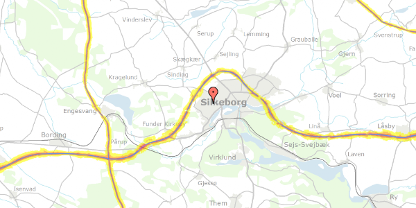 Trafikstøjkort på Nordborgvej 18, 8600 Silkeborg