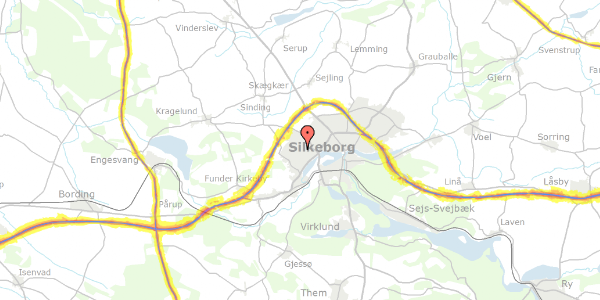 Trafikstøjkort på Nordborgvej 21, 8600 Silkeborg