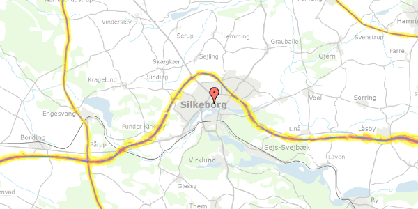 Trafikstøjkort på Nylandsvej 31, 2. tv, 8600 Silkeborg