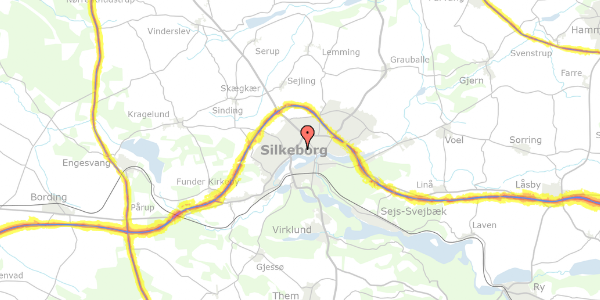 Trafikstøjkort på Nylandsvej 51B, 1. , 8600 Silkeborg