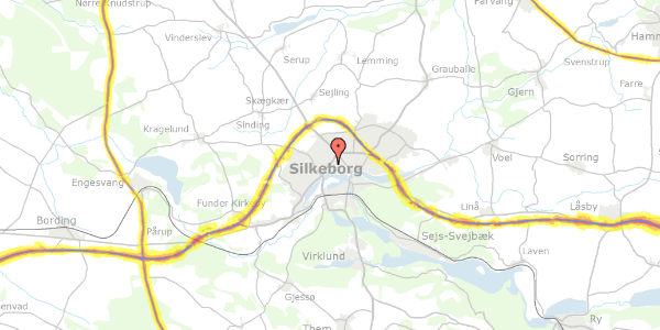 Trafikstøjkort på Nylandsvej 74, st. 3, 8600 Silkeborg