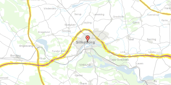 Trafikstøjkort på Nylandsvej 95, 8600 Silkeborg